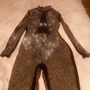 Rhinestone suede jumpsuit